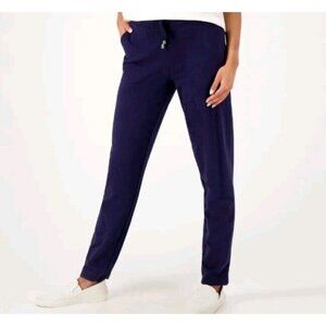 Sport Savvy French Terry Slim Straight Pull On Pant Navy,X-Large